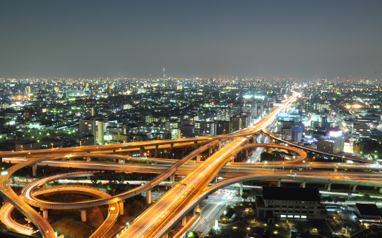 Night view from Higashiosaka City Hall’s 22F Observation Lobby